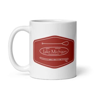 Lake Michigan Paddle & Board White Glossy Mug