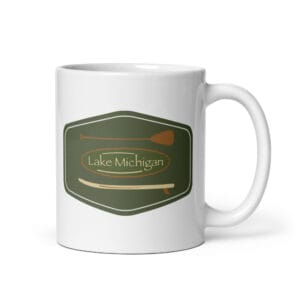 Lake Michigan Paddle & Board White Glossy Mug