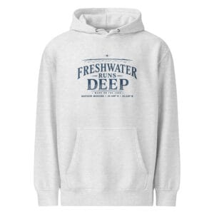 Freshwater Runs Deep Premium Midweight Hoodie - Navy Graphic