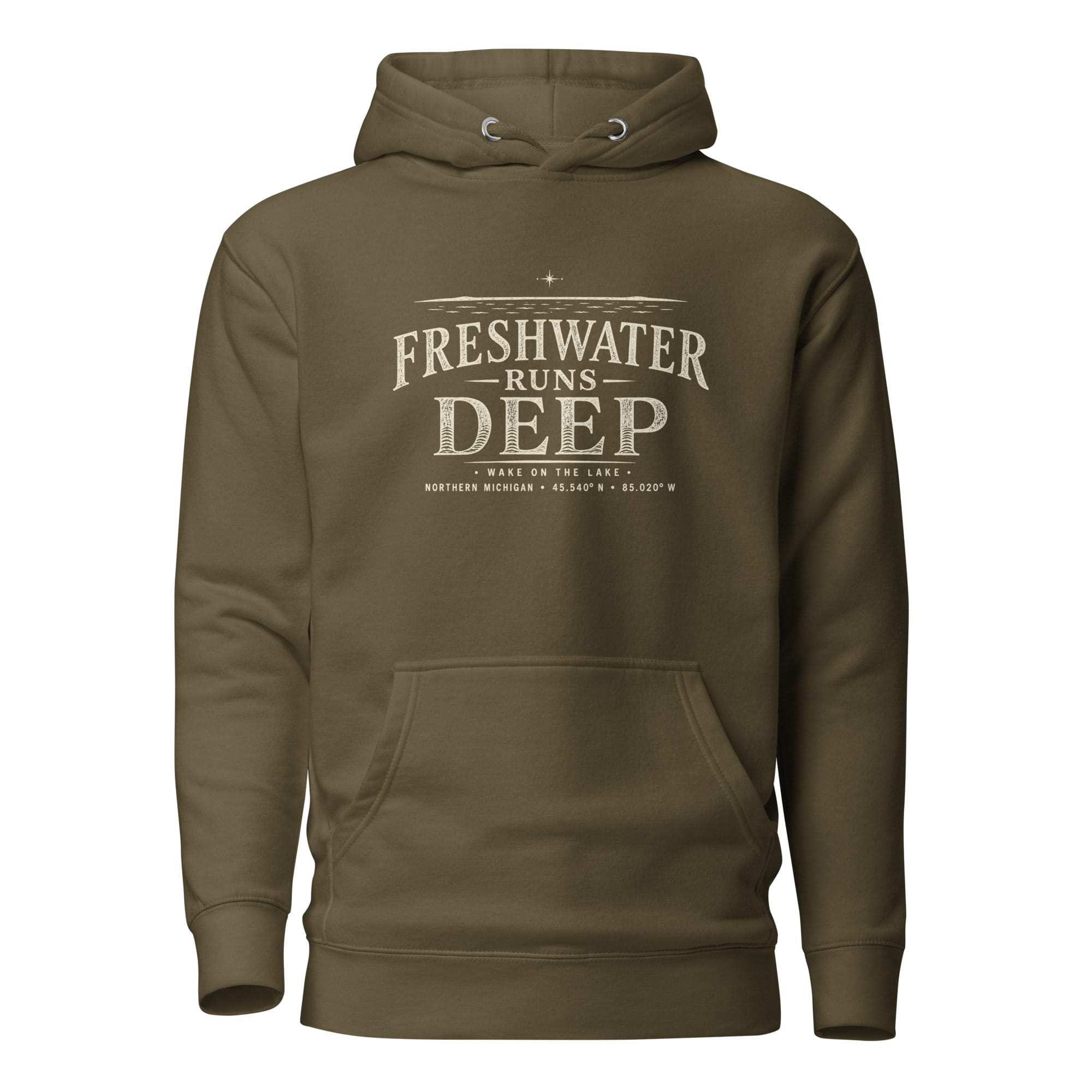 Freshwater Runs Deep Hoodie - Cream Graphic - Image 5