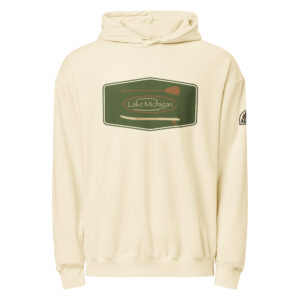 Lake Michigan Vintage Paddleboard Garment-dyed Lightweight Hoodie